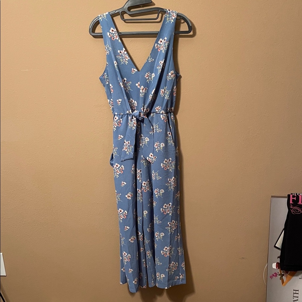 As U Wish Blue Floral Jumpsuit